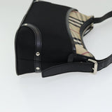 Luxury Burberry Nova Check Shoulder Bag Nylon Black Beige Auth am6696