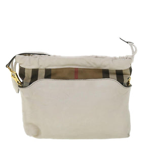 Luxury Burberry Nova Check Shoulder Bag Leather Beige Auth ar10452