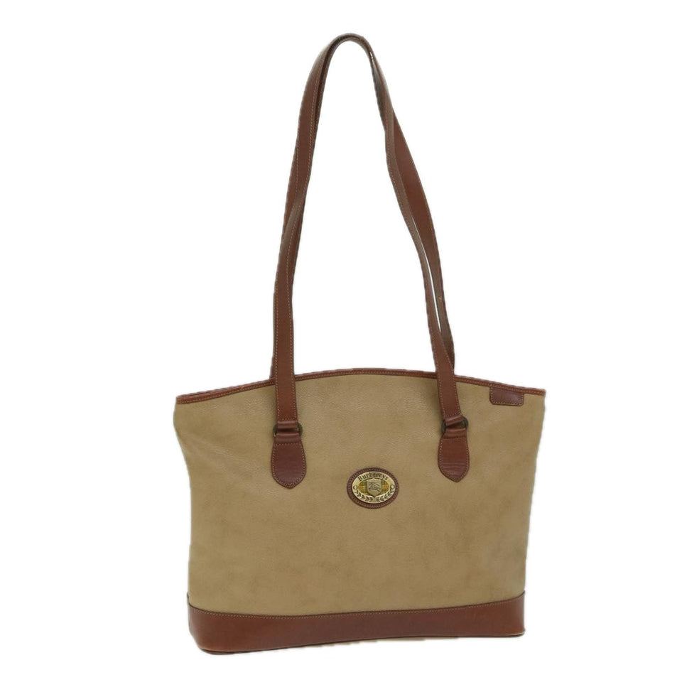Luxury BurberrySs Shoulder Bag PVC Beige Auth ar11499