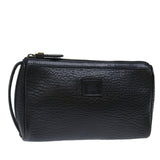 Luxury BurberrySs Clutch Bag Leather Black Auth ar11739