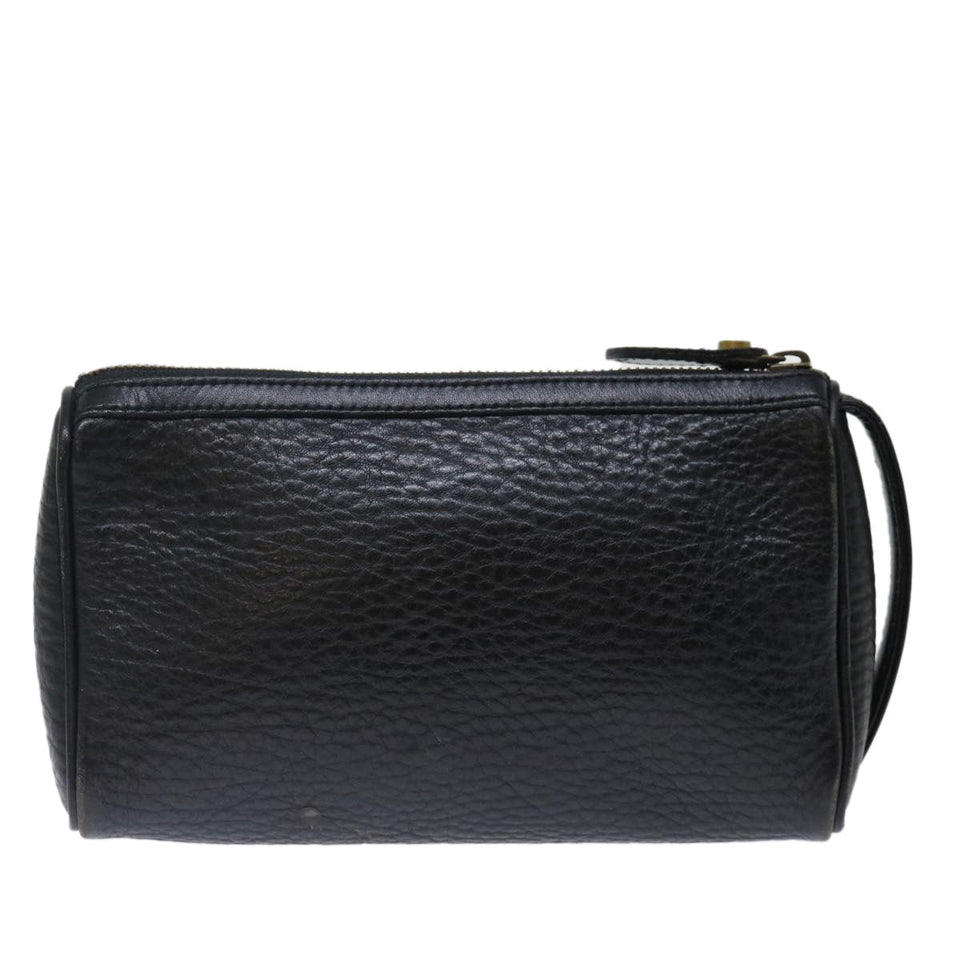 Luxury BurberrySs Clutch Bag Leather Black Auth ar11739