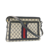 Gucci Sherry Line GG Canvas Shoulder Bag PVC Leather Red Navy ar4424