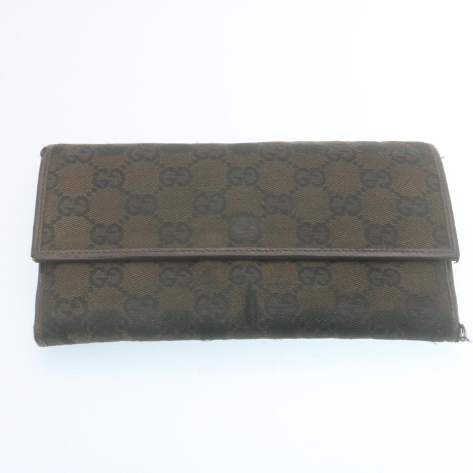 Gucci GG Canvas Long Wallet Leather 6Set Black Brown ar6414