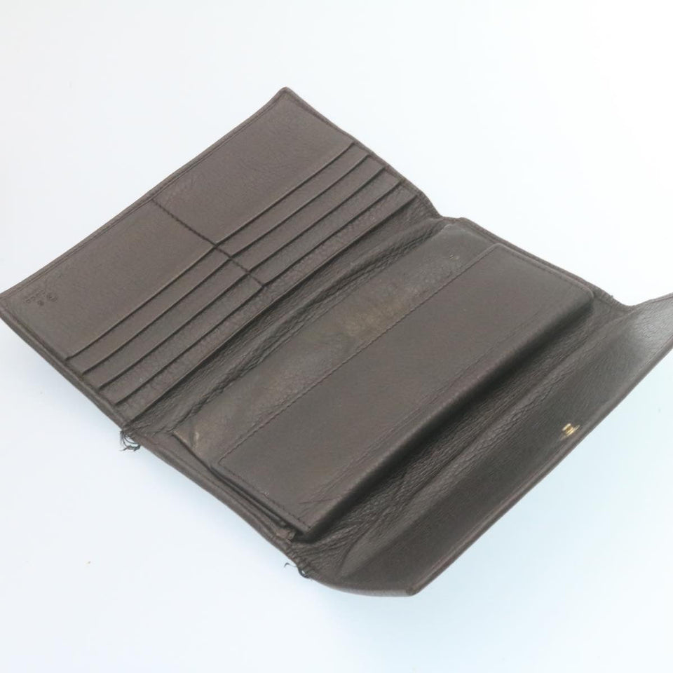 Gucci GG Canvas Long Wallet Leather 6Set Black Brown ar6414