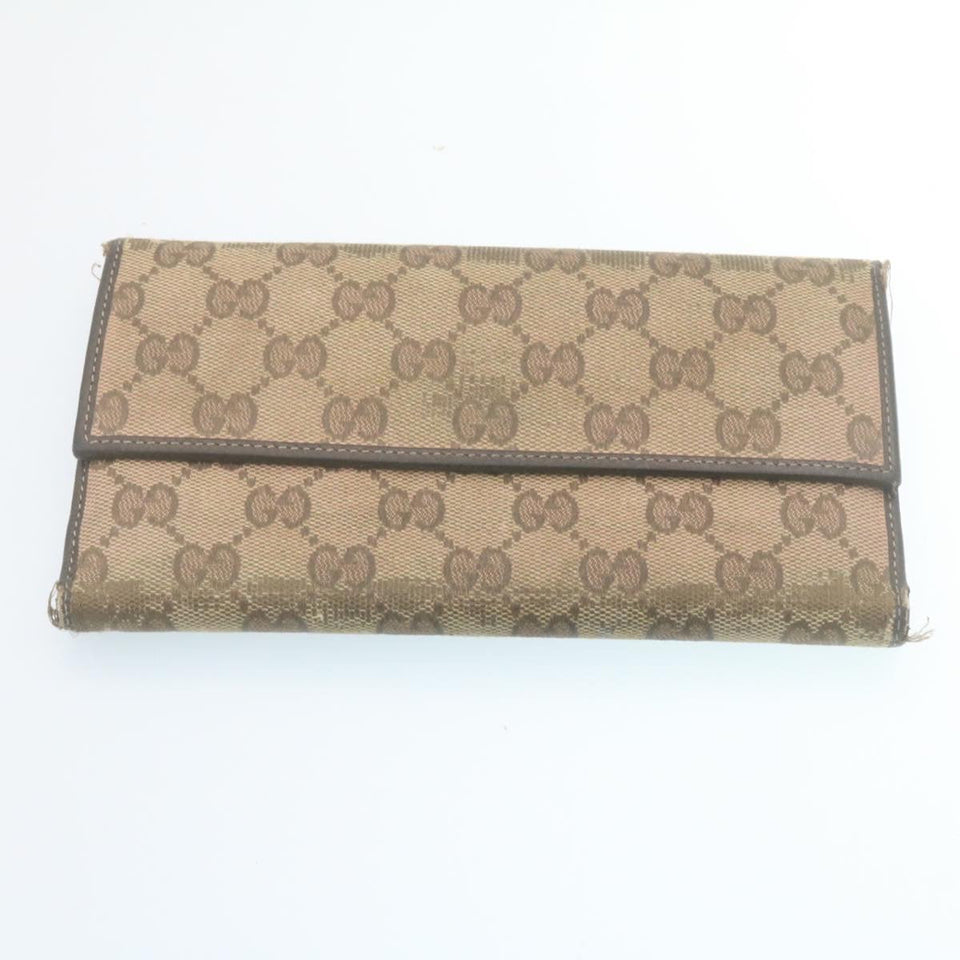 Gucci GG Canvas Long Wallet Leather 6Set Black Brown ar6414