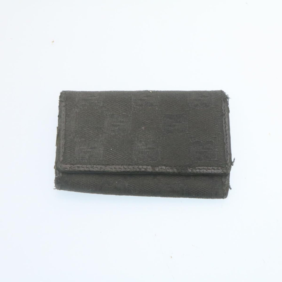 Gucci GG Canvas Key Case Leather 6Set Black White ar6421