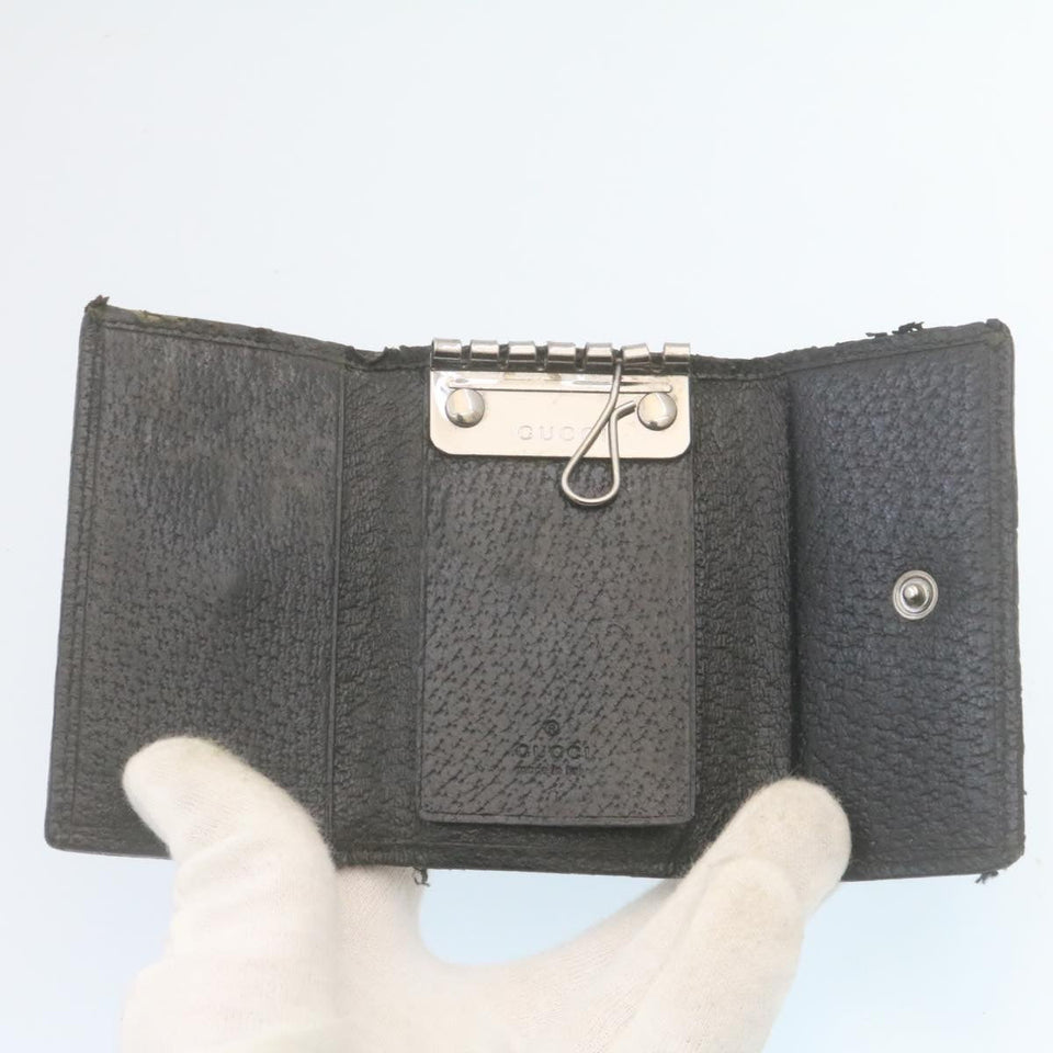 Gucci GG Canvas Key Case Leather 6Set Black White ar6421