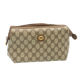 Gucci GG Canvas Pouch PVC Leather Beige ar6441