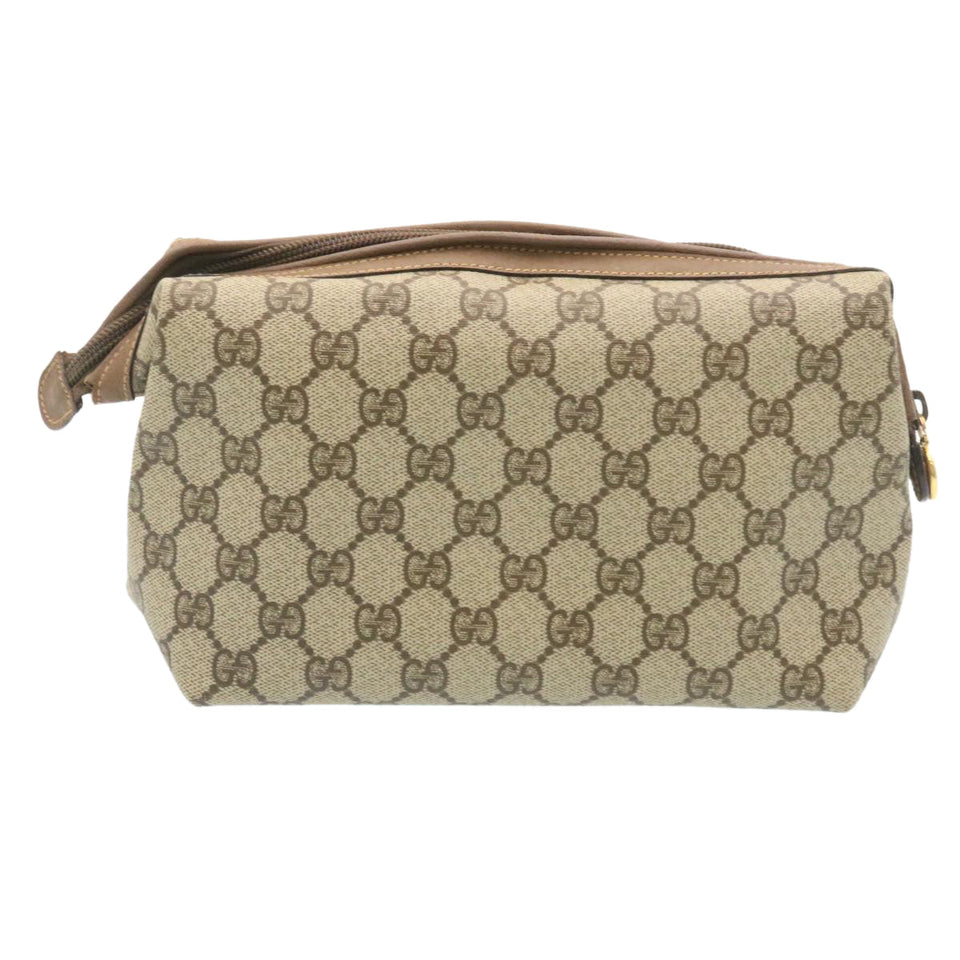 Gucci GG Canvas Pouch PVC Leather Beige ar6441
