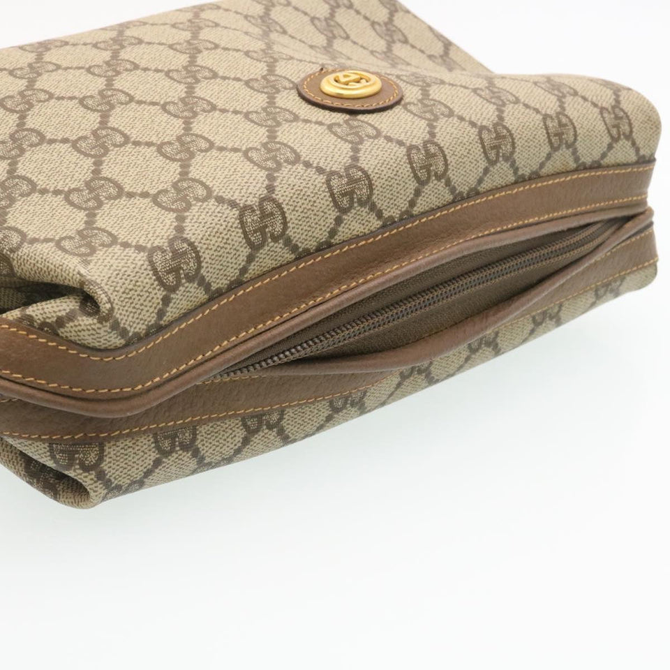 Gucci GG Canvas Pouch PVC Leather Beige ar6441