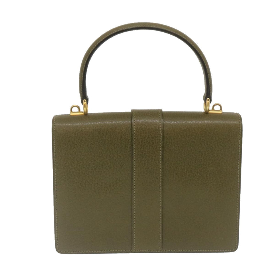 Gucci Hand Bag Leather 2Way Green ar6613