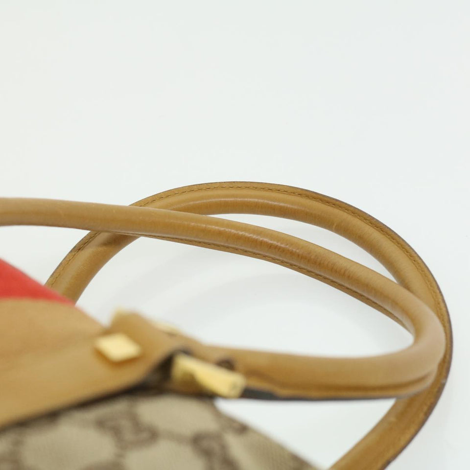 Gucci GG Canvas Sherry Line Hand Bag Beige Brown Red 0000851001553 ar7441