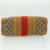 Gucci GG Canvas Sherry Line Hand Bag Beige Brown Red 0000851001553 ar7441