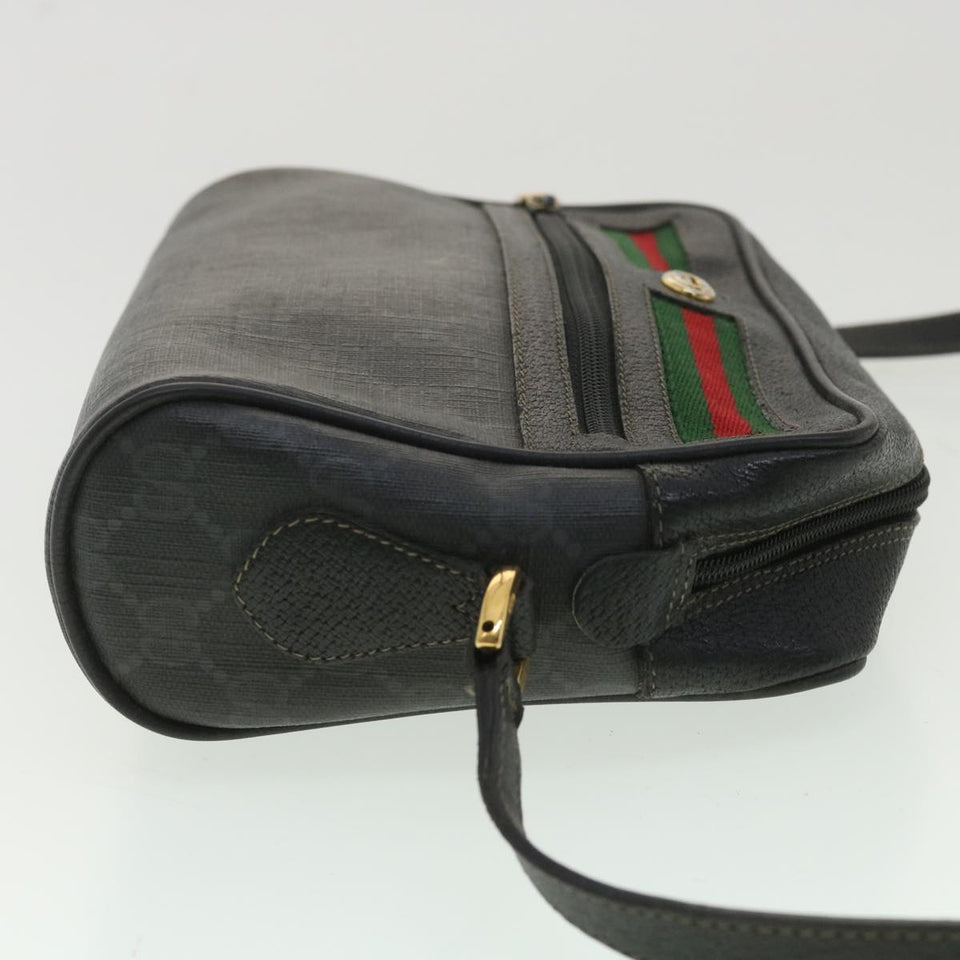 Gucci GG Canvas Web Sherry Line Shoulder Bag Black Red 119.02.087 ar8721