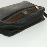 Gucci GG Canvas Web Sherry Line Shoulder Bag Black Red 119.02.087 ar8721
