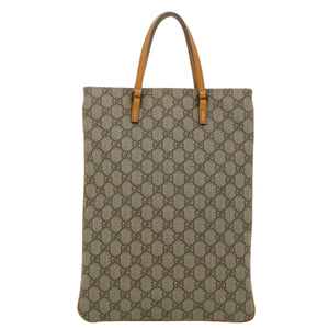 Gucci GG Canvas Hand Bag PVC Leather Beige Orange 117551 ar8725