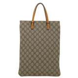 Gucci GG Canvas Hand Bag PVC Leather Beige Orange 117551 ar8725