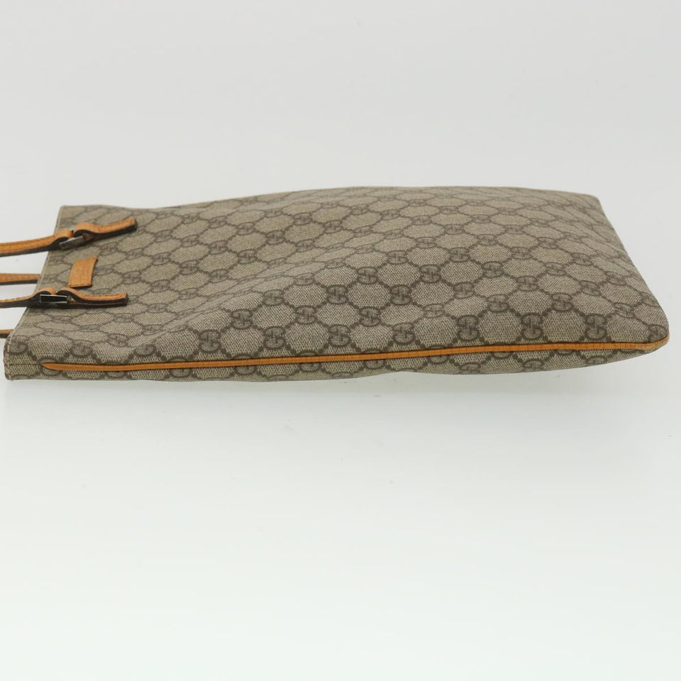 Gucci GG Canvas Hand Bag PVC Leather Beige Orange 117551 ar8725
