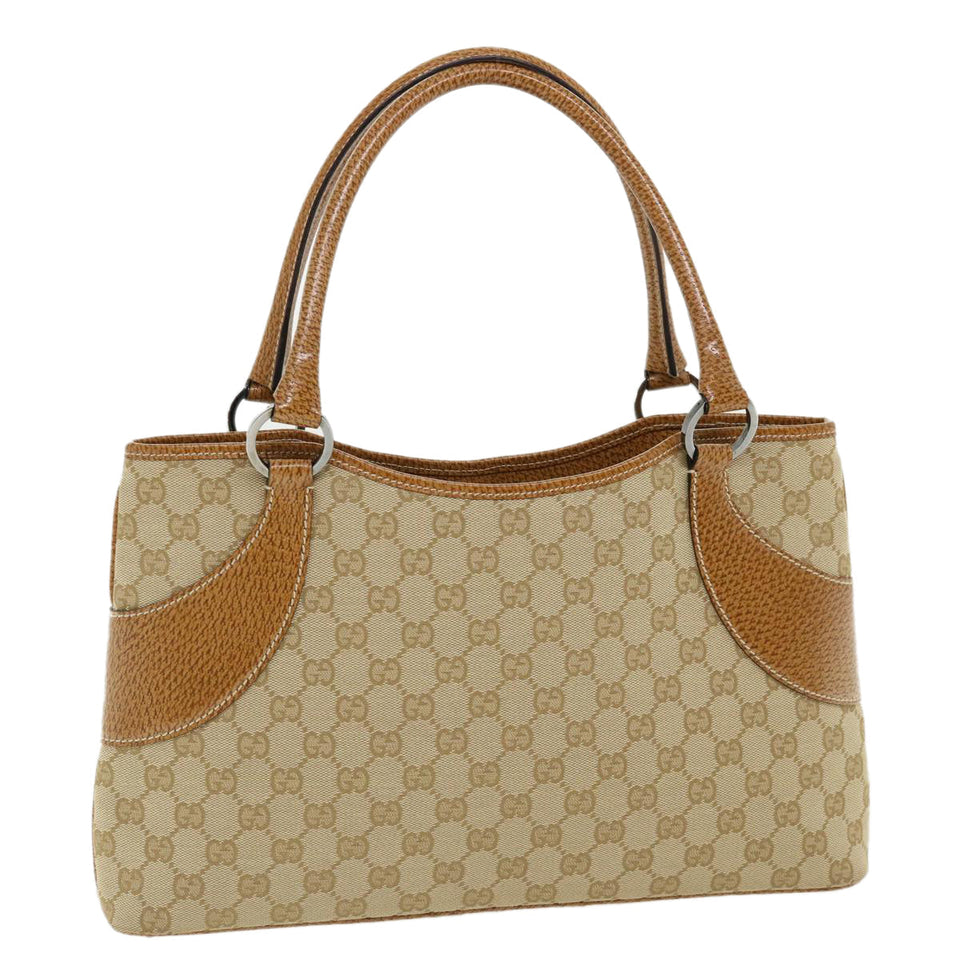 Gucci GG Canvas Hand Bag Canvas Beige Brown 113015 ar8857