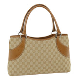 Gucci GG Canvas Hand Bag Canvas Beige Brown 113015 ar8857