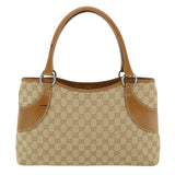 Gucci GG Canvas Hand Bag Canvas Beige Brown 113015 ar8857