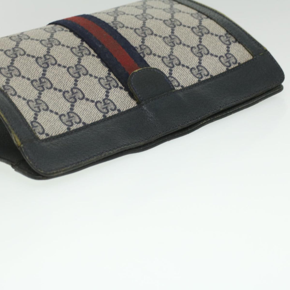 Gucci GG Canvas Sherry Line Clutch Bag PVC Leather Gray Red Navy ar8911