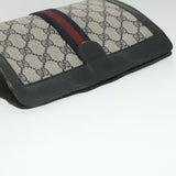 Gucci GG Canvas Sherry Line Clutch Bag PVC Leather Gray Red Navy ar8911