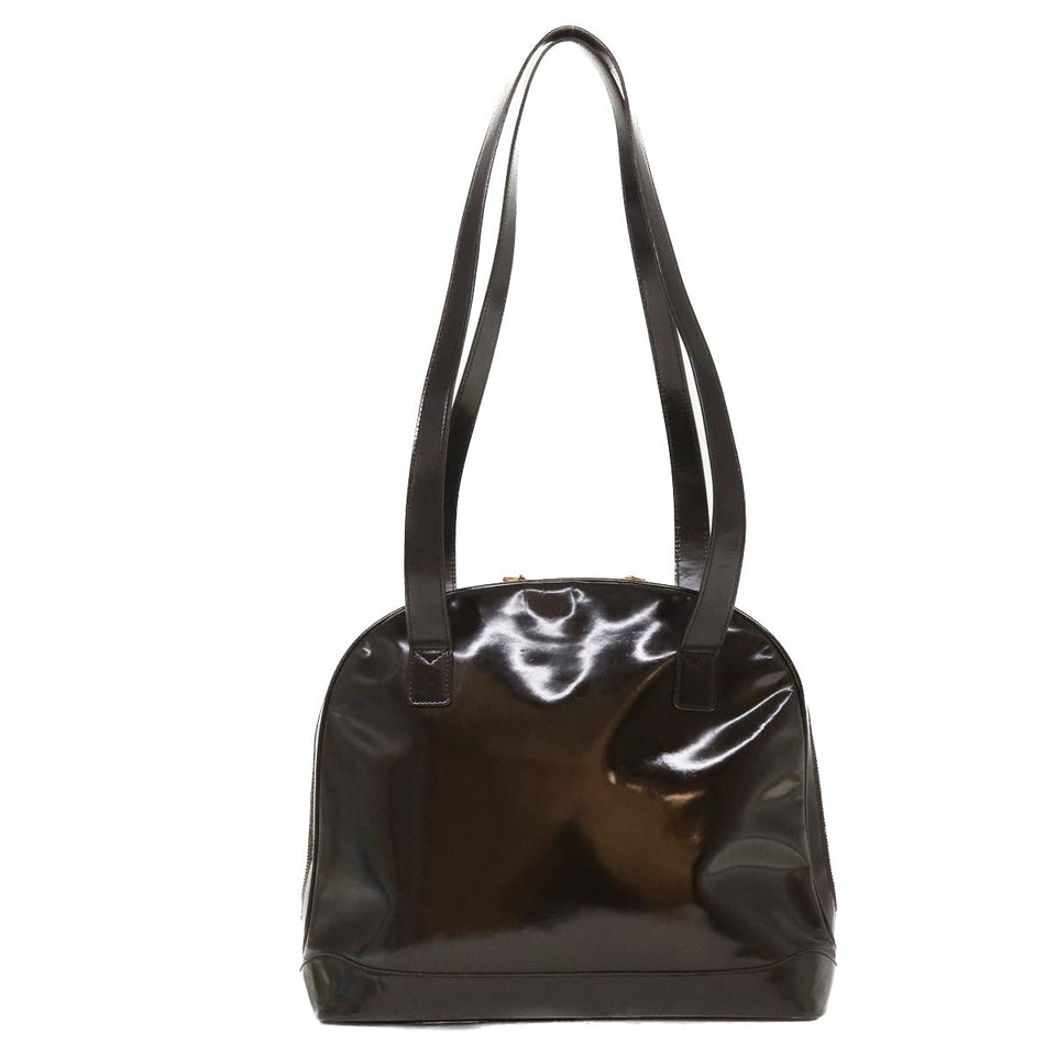 Gucci Bamboo Shoulder Bag Patent leather Brown 001.2214.1649 ar9167