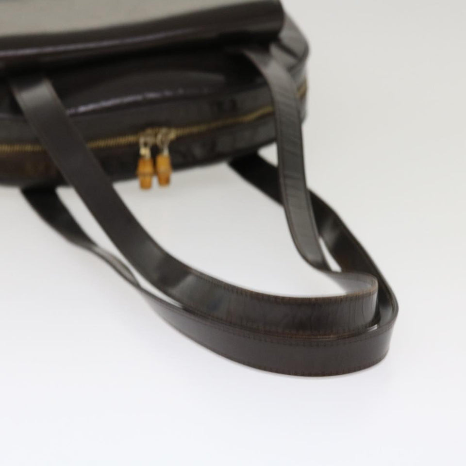 Gucci Bamboo Shoulder Bag Patent leather Brown 001.2214.1649 ar9167
