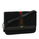 Gucci GG Canvas Web Sherry Line Shoulder Bag Black Red Green ar9276