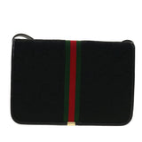 Gucci GG Canvas Web Sherry Line Shoulder Bag Black Red Green ar9276