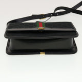 Gucci GG Canvas Web Sherry Line Shoulder Bag Black Red Green ar9276