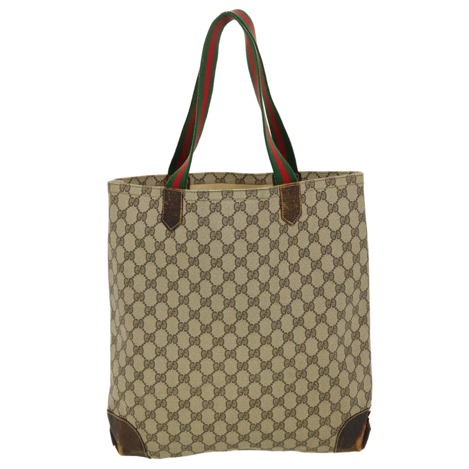 Gucci GG Canvas Web Sherry Line Tote Bag Beige Red Green ar9393
