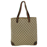 Gucci GG Canvas Web Sherry Line Tote Bag Beige Red Green ar9393