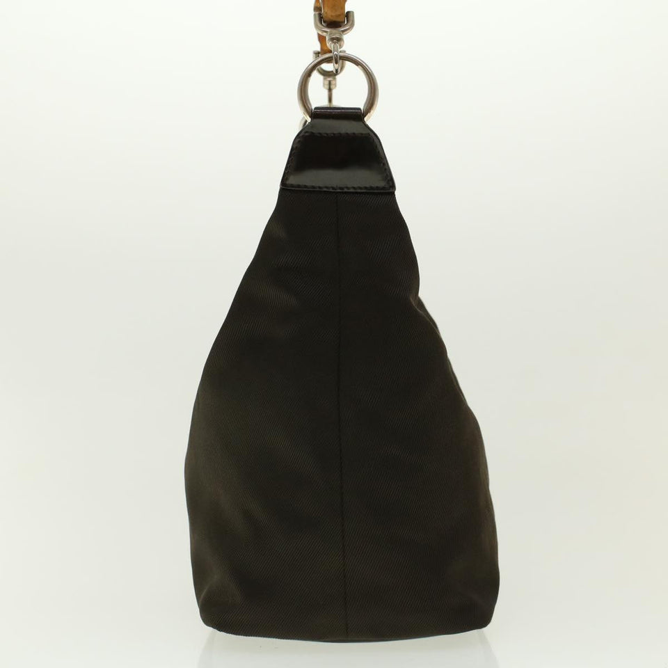 Gucci Bamboo Shoulder Bag Nylon Brown 0000531200047 ar9405