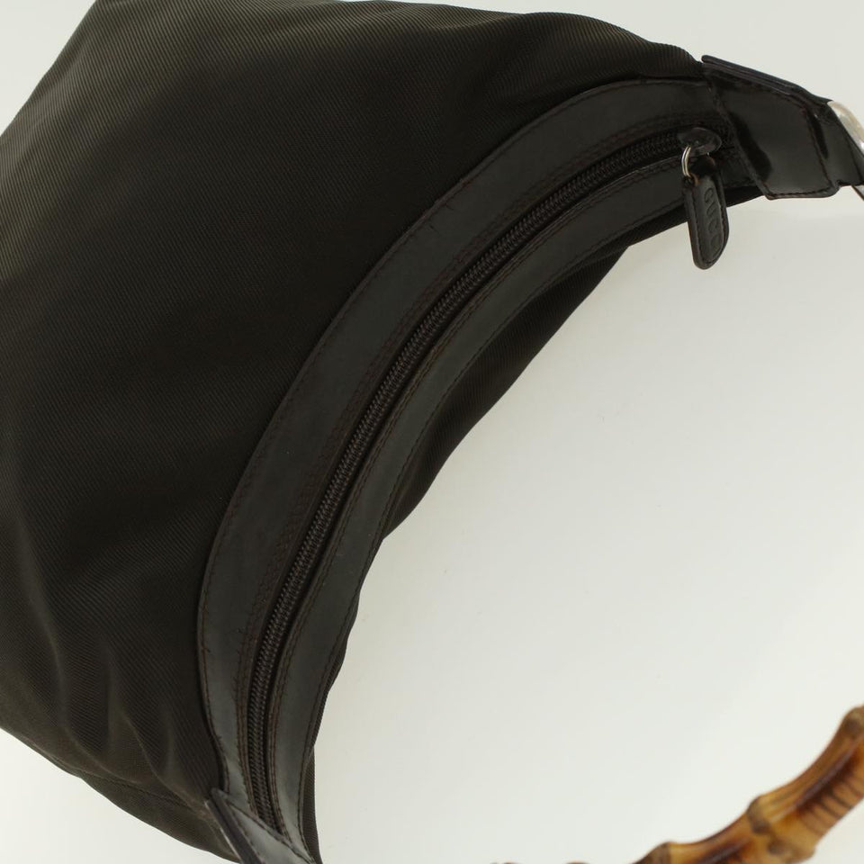 Gucci Bamboo Shoulder Bag Nylon Brown 0000531200047 ar9405