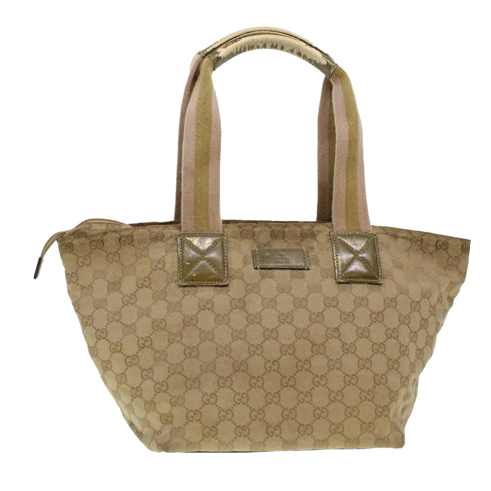 Gucci GG Canvas Sherry Line Tote Bag Beige Green Pink 131230 ar9406