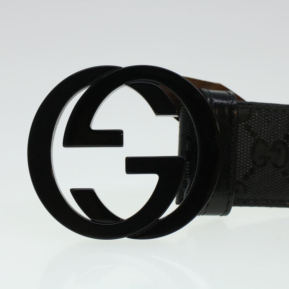 Gucci GG Canvas Interlocking Belt Leather Canvas 43.3"" Black ar9475