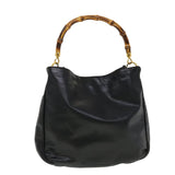 Gucci Bamboo Hand Bag Leather Black ar9548B