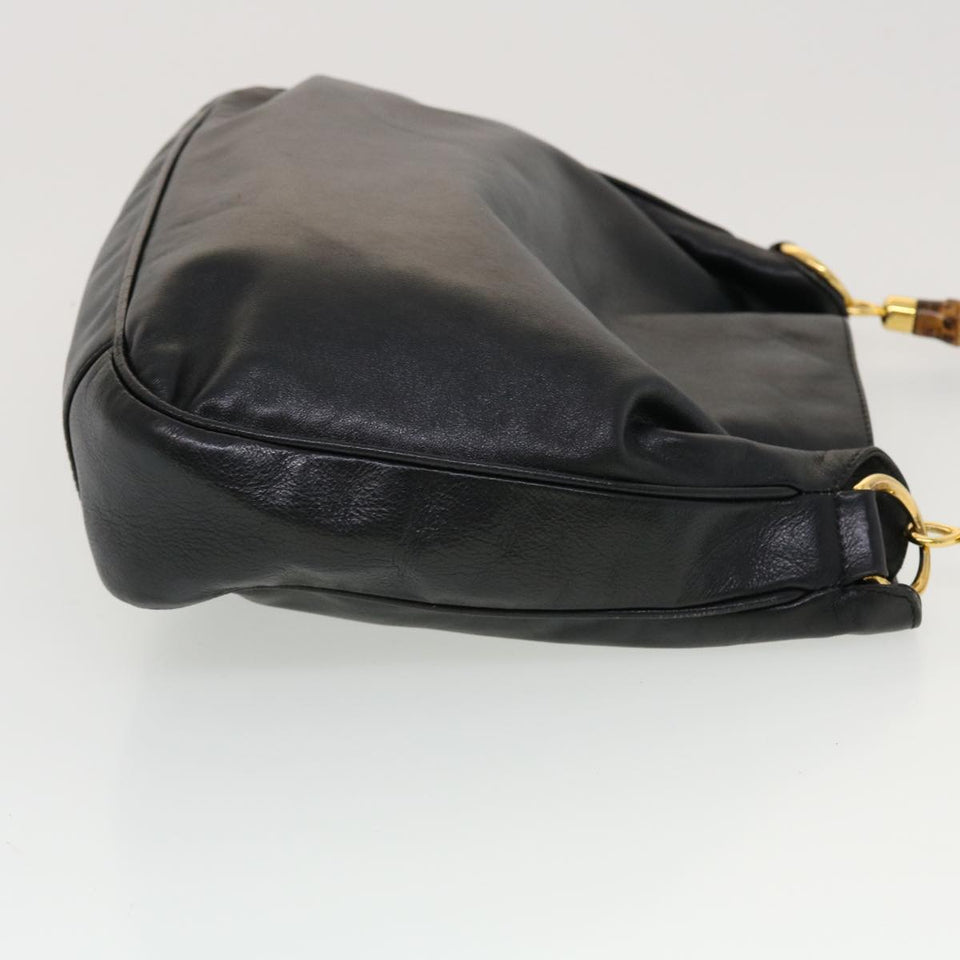 Gucci Bamboo Hand Bag Leather Black ar9548B
