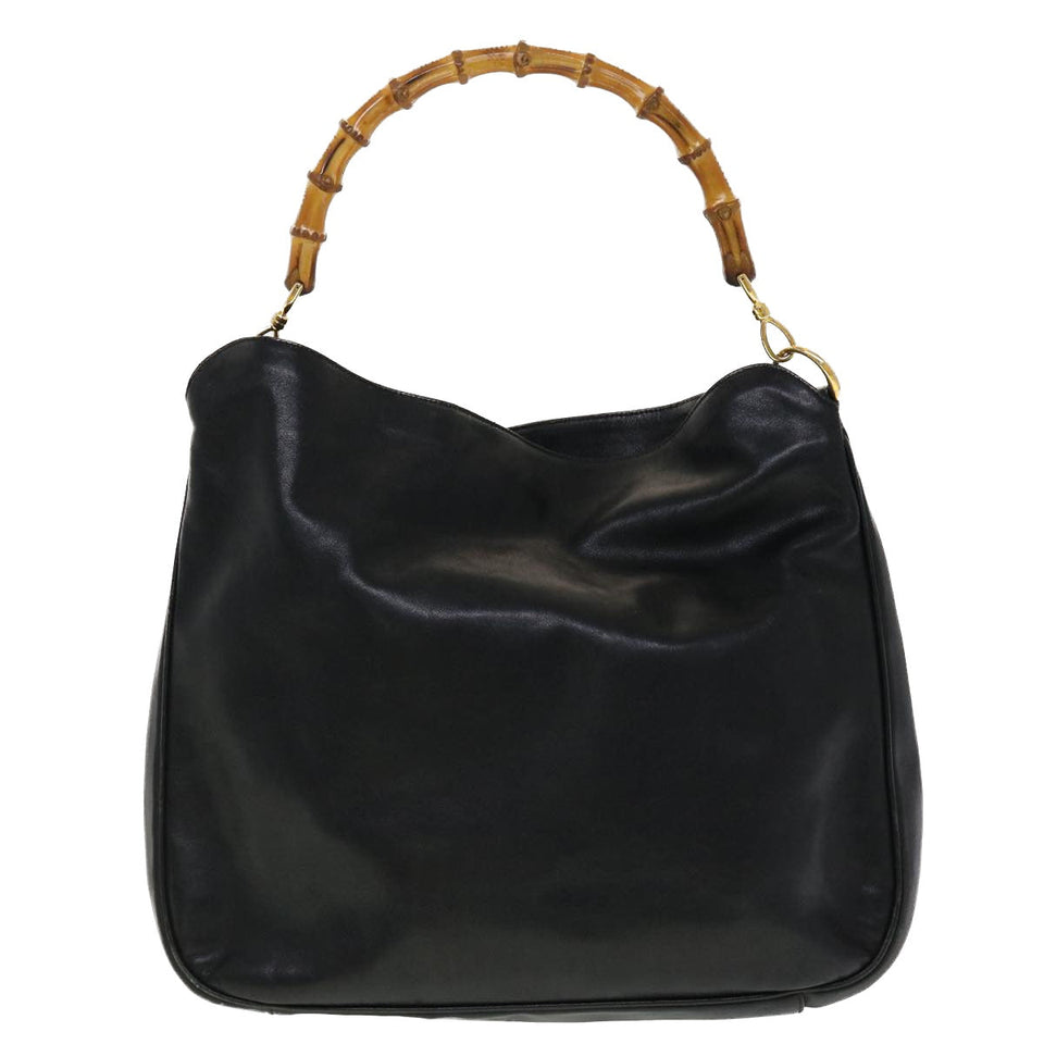 Gucci Bamboo Hand Bag Leather 2way Black 001.0166.1577 ar9614