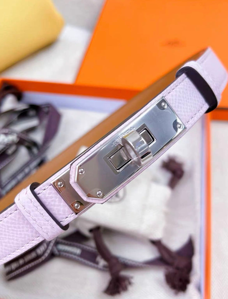 Hermes Kelly 18 Belt Mauve Pale Epsom Palladium Hardware