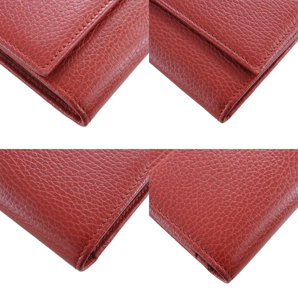 Gucci Long Wallet Purse 456116 leather Red Petit GG Marmont