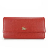 Gucci Long Wallet Purse 456116 leather Red Petit GG Marmont