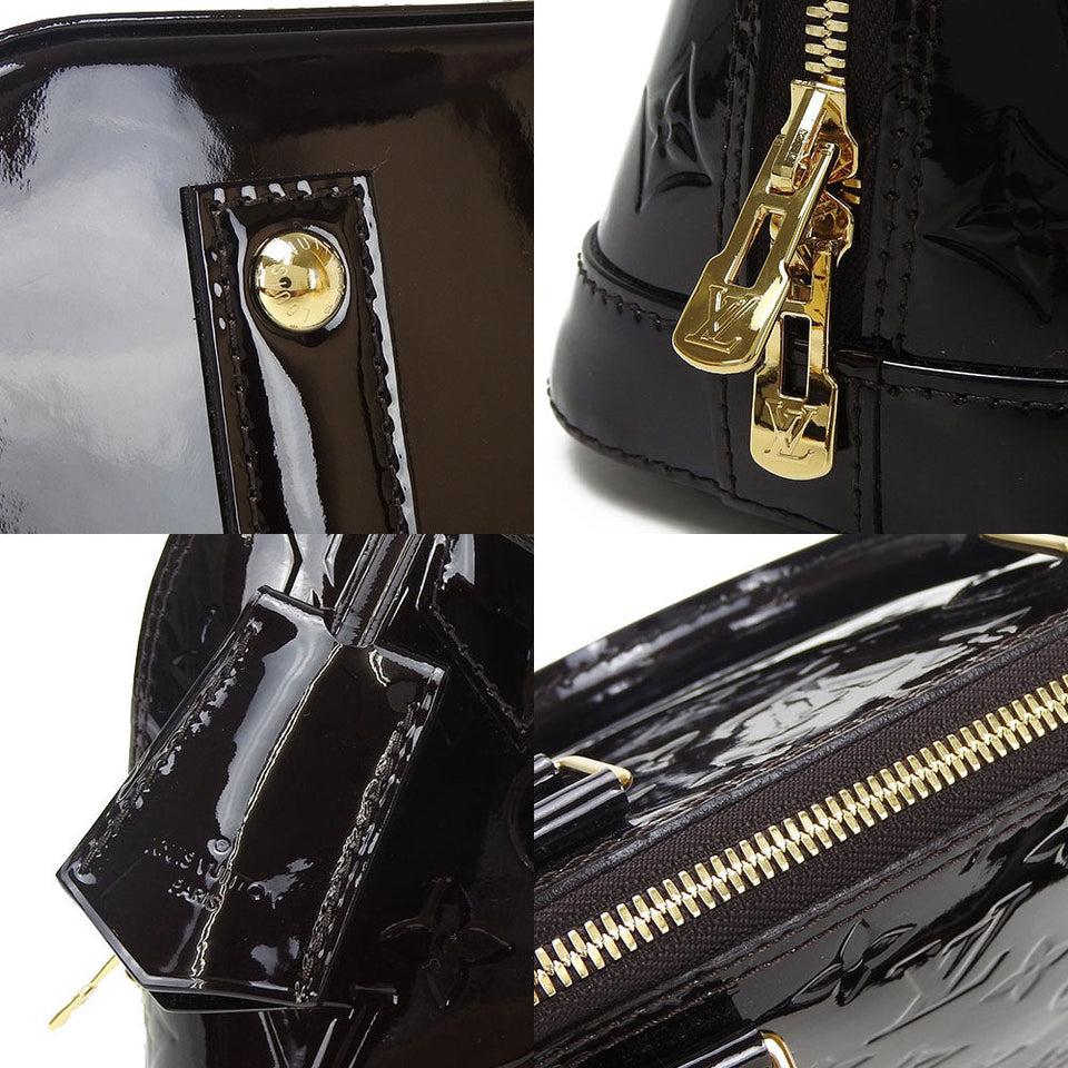Louis Vuitton Alma BB Vernis 2Way Shoulder Bag Gold Metal Fittings