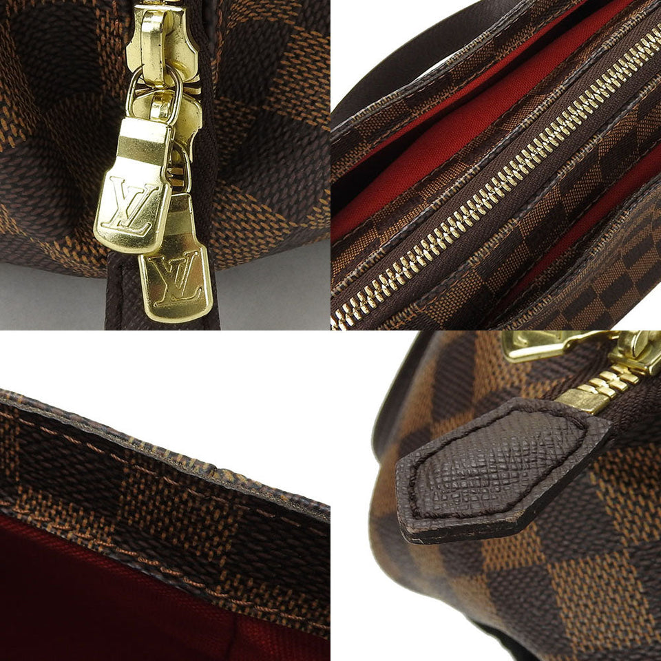Louis Vuitton Hand Bag Belem PM Damier Ebene Gold Metal