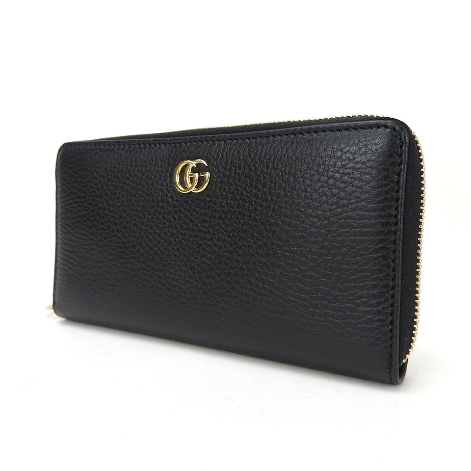 Gucci Long Wallet Purse 456117 leather black GG Marmont