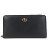 Gucci Long Wallet Purse 456117 leather black GG Marmont