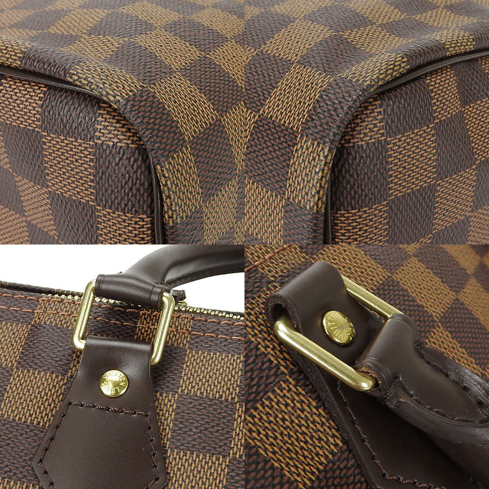 Louis Vuitton Handbag Boston Speedy 30 Damier Ebene Gold Metal