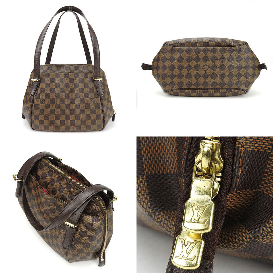 Louis Vuitton Shoulder Bag Belem MM Damier Ebene Gold Metal